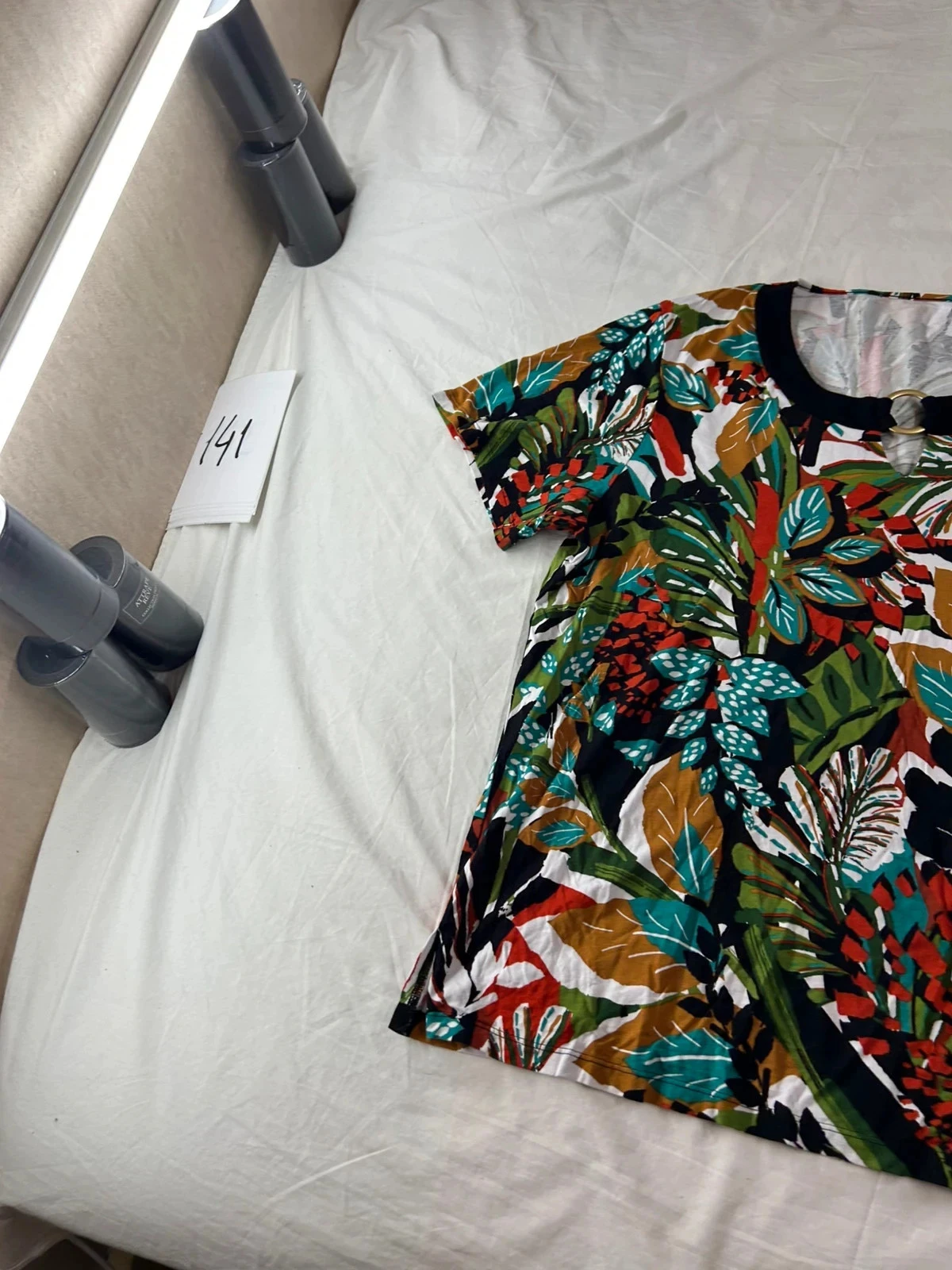 Blusa vintage multicolor de manga corta – photo 3